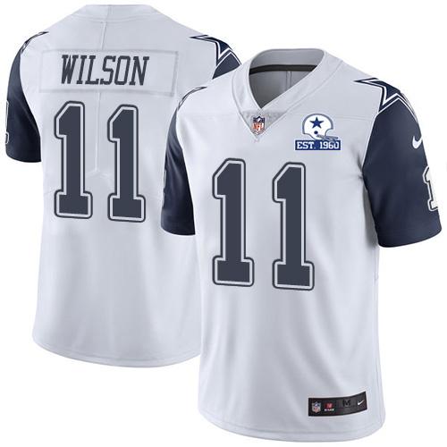 Nike Dallas Cowboys #11 Cedrick Wilson White Stitched With Established In 1960 Patch NFL Limited Rush Jersey