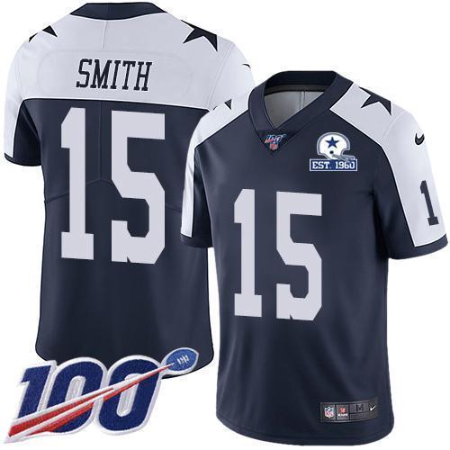 Nike Dallas Cowboys #15 Devin Smith Navy Blue Thanksgiving Stitched With Established In 1960 Patch NFL 100th Season Vapor Untouchable Limited Throwba