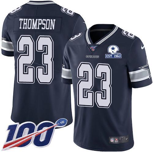 Nike Dallas Cowboys #23 Darian Thompson Navy Blue Team Color Stitched With Established In 1960 Patch NFL 100th Season Vapor Untouchable Limited Jerse