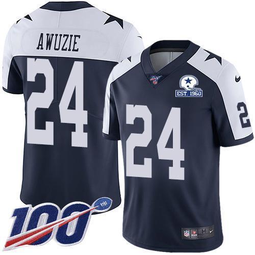 Nike Dallas Cowboys #24 Chidobe Awuzie Navy Blue Thanksgiving Stitched With Established In 1960 Patch NFL 100th Season Vapor Untouchable Limited Thro