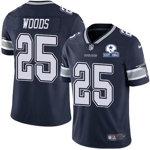 Nike Dallas Cowboys #25 Xavier Woods Navy Blue Team Color Stitched With Established In 1960 Patch NFL Vapor Untouchable Limited Jersey