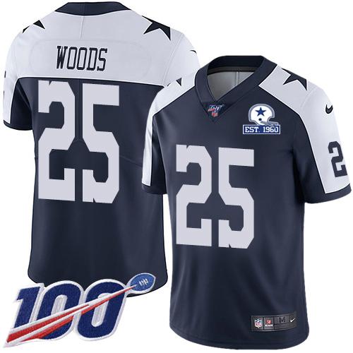 Nike Dallas Cowboys #25 Xavier Woods Navy Blue Thanksgiving Stitched With Established In 1960 Patch NFL 100th Season Vapor Untouchable Limited Throwb