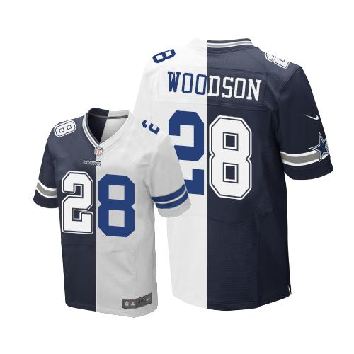 Nike Dallas Cowboys #28 Darren Woodson Navy Blue/White Stitched NFL Elite Split Jersey