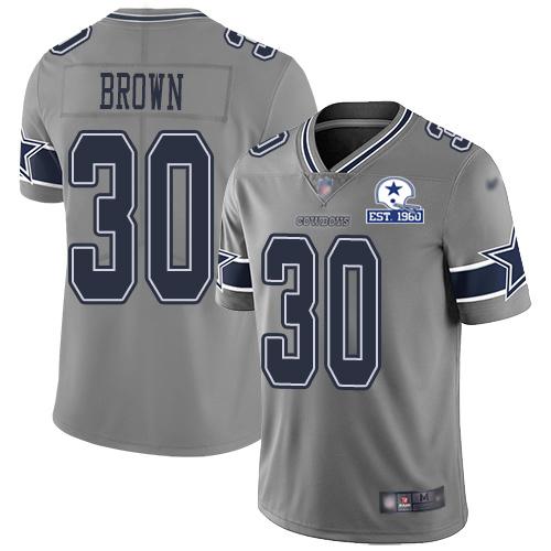 Nike Dallas Cowboys #30 Anthony Brown Gray Stitched With Established In 1960 Patch NFL Limited Inverted Legend Jersey