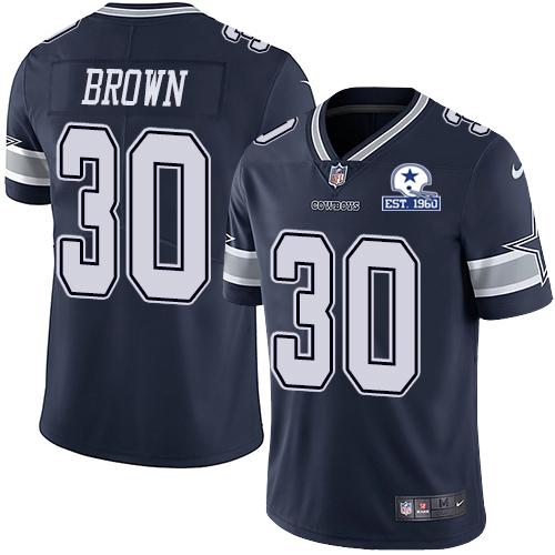 Nike Dallas Cowboys #30 Anthony Brown Navy Blue Team Color Stitched With Established In 1960 Patch NFL Vapor Untouchable Limited Jersey