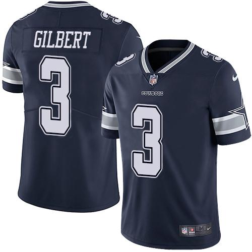 Nike Dallas Cowboys #3 Garrett Gilbert Navy Blue Team Color Stitched NFL Vapor Untouchable Limited Jersey