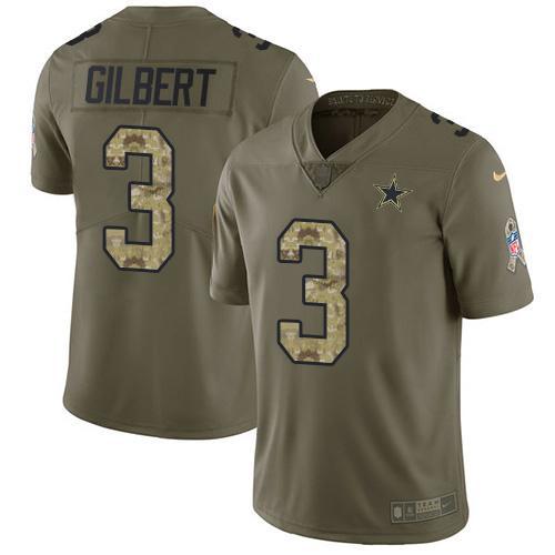Nike Dallas Cowboys #3 Garrett Gilbert Olive/Camo Stitched NFL Limited 2017 Salute To Service Jersey