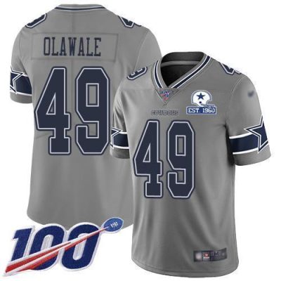 Nike Dallas Cowboys #49 Jamize Olawale Gray Stitched With Established In 1960 Patch NFL Limited Inverted Legend 100th Season Jersey