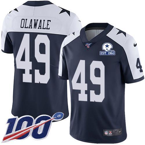 Nike Dallas Cowboys #49 Jamize Olawale Navy Blue Thanksgiving Stitched With Established In 1960 Patch NFL 100th Season Vapor Untouchable Limited Thro