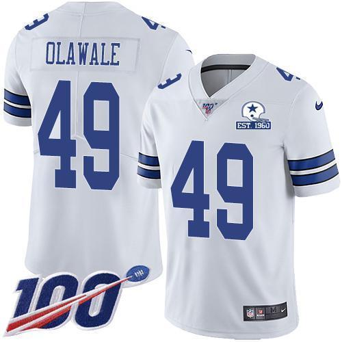 Nike Dallas Cowboys #49 Jamize Olawale White Stitched With Established In 1960 Patch NFL 100th Season Vapor Untouchable Limited Jersey
