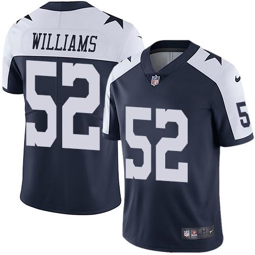 Nike Dallas Cowboys #52 Connor Williams Navy Blue Thanksgiving Stitched NFL Vapor Untouchable Limited Throwback Jersey