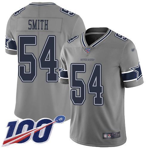 Nike Dallas Cowboys #54 Jaylon Smith Gray Stitched NFL Limited Inverted Legend 100th Season Jersey