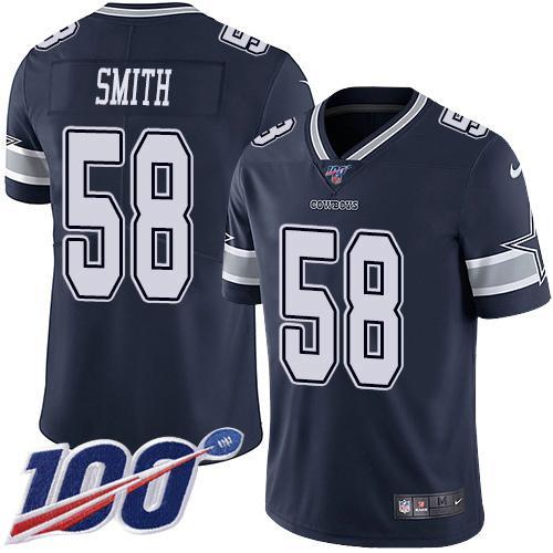 Nike Dallas Cowboys #58 Aldon Smith Navy Blue Team Color Stitched NFL 100th Season Vapor Untouchable Limited Jersey