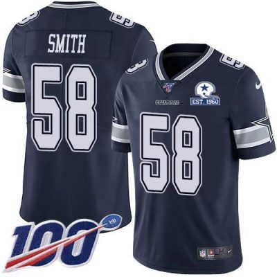 Nike Dallas Cowboys #58 Aldon Smith Navy Blue Team Color Stitched With Established In 1960 Patch NFL 100th Season Vapor Untouchable Limited Jersey Me