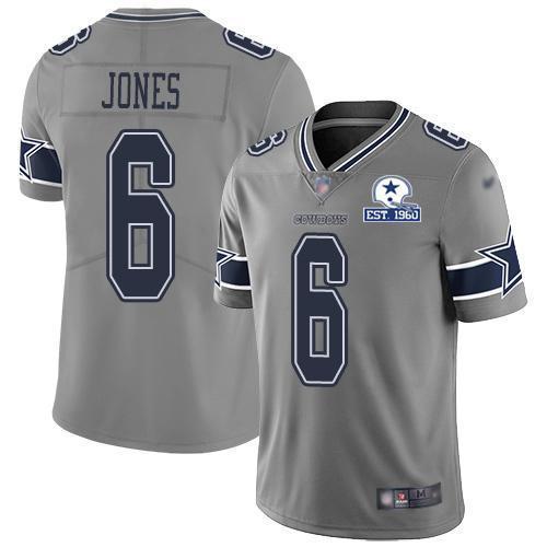 Nike Dallas Cowboys #6 Chris Jones Gray Stitched With Established In 1960 Patch NFL Limited Inverted Legend Jersey