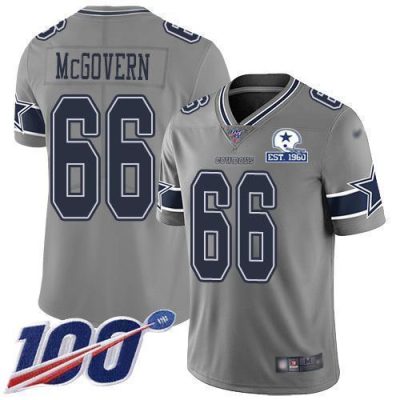 Nike Dallas Cowboys #66 Connor McGovern Gray Stitched With Established In 1960 Patch NFL Limited Inverted Legend 100th Season Jersey