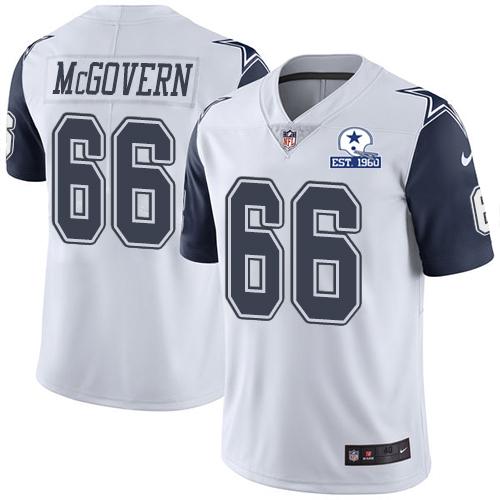 Nike Dallas Cowboys #66 Connor McGovern White Stitched With Established In 1960 Patch NFL Limited Rush Jersey