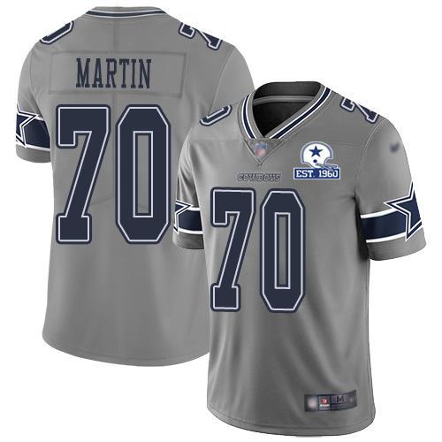 Nike Dallas Cowboys #70 Zack Martin Gray Stitched With Established In 1960 Patch NFL Limited Inverted Legend Jersey