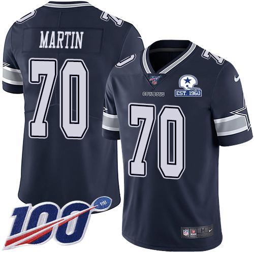 Nike Dallas Cowboys #70 Zack Martin Navy Blue Team Color Stitched With Established In 1960 Patch NFL 100th Season Vapor Untouchable Limited Jersey Me
