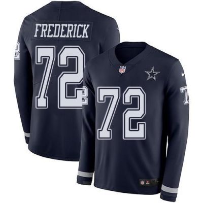 Nike Dallas Cowboys #72 Travis Frederick Navy Blue Team Color Stitched NFL Limited Therma Long Sleeve Jersey
