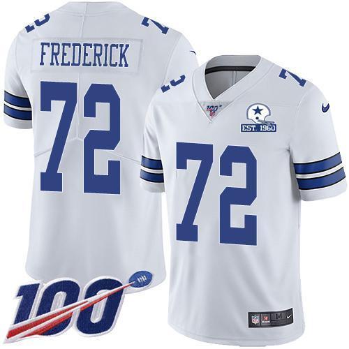 Nike Dallas Cowboys #72 Travis Frederick White Stitched With Established In 1960 Patch NFL 100th Season Vapor Untouchable Limited Jersey