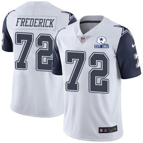 Nike Dallas Cowboys #72 Travis Frederick White Stitched With Established In 1960 Patch NFL Limited Rush Jersey