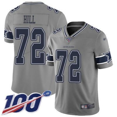Nike Dallas Cowboys #72 Trysten Hill Gray Stitched NFL Limited Inverted Legend 100th Season Jersey