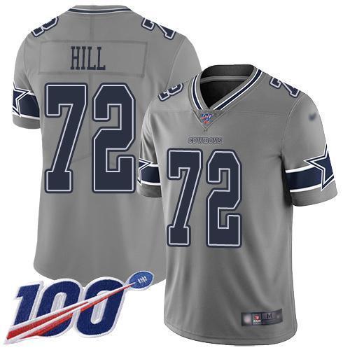 Nike Dallas Cowboys #72 Trysten Hill Gray Stitched NFL Limited Inverted Legend 100th Season Jersey