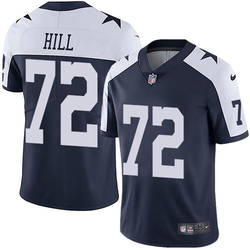 Nike Dallas Cowboys #72 Trysten Hill Navy Blue Thanksgiving Stitched NFL Vapor Untouchable Limited Throwback Jersey
