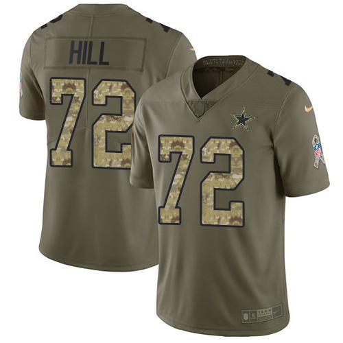 Nike Dallas Cowboys #72 Trysten Hill Olive/Camo Stitched NFL Limited 2017 Salute To Service Jersey