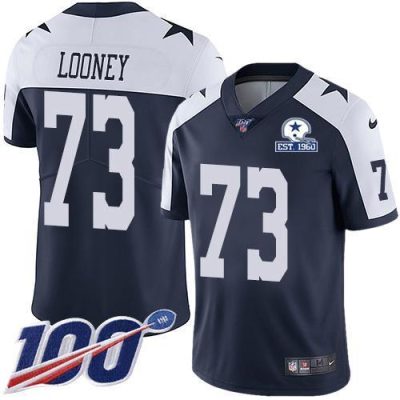 Nike Dallas Cowboys #73 Joe Looney Navy Blue Thanksgiving Stitched With Established In 1960 Patch NFL 100th Season Vapor Untouchable Limited Throwbac