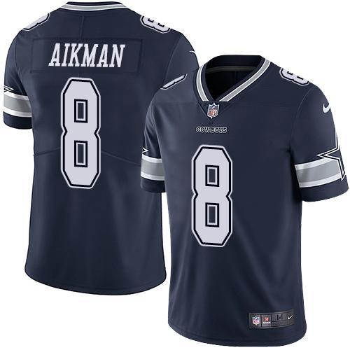 Nike Dallas Cowboys #8 Troy Aikman Navy Blue Team Color Stitched NFL Vapor Untouchable Limited Jersey
