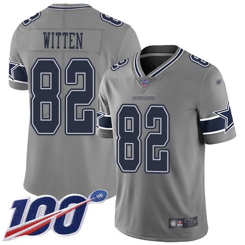 Nike Dallas Cowboys #82 Jason Witten Gray Stitched NFL Limited Inverted Legend 100th Season Jersey