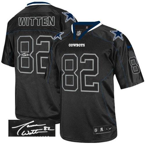 Nike Dallas Cowboys #82 Jason Witten Lights Out Black Stitched NFL Elite Autographed Jersey
