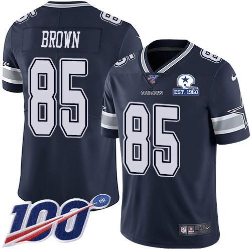 Nike Dallas Cowboys #85 Noah Brown Navy Blue Team Color Stitched With Established In 1960 Patch NFL 100th Season Vapor Untouchable Limited Jersey Men