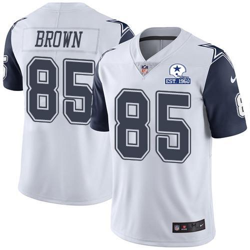 Nike Dallas Cowboys #85 Noah Brown White Stitched With Established In 1960 Patch NFL Limited Rush Jersey
