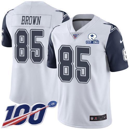 Nike Dallas Cowboys #85 Noah Brown White Stitched With Established In 1960 Patch NFL Limited Rush 100th Season Jersey