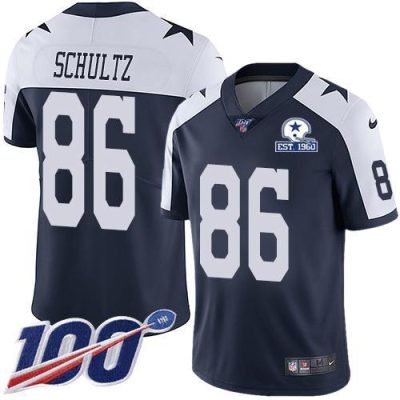 Nike Dallas Cowboys #86 Dalton Schultz Navy Blue Thanksgiving Stitched With Established In 1960 Patch NFL 100th Season Vapor Untouchable Limited Thro