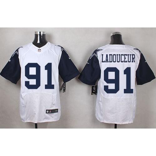 Nike Dallas Cowboys #91 L. P. Ladouceur White Stitched NFL Elite Rush Jersey