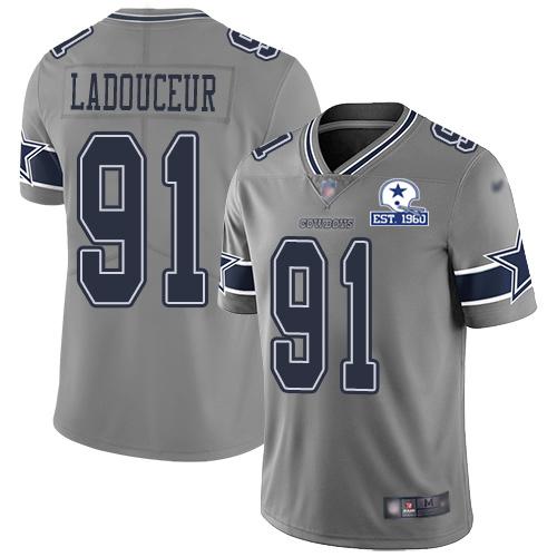 Nike Dallas Cowboys #91 L.P. Ladouceur Gray Stitched With Established In 1960 Patch NFL Limited Inverted Legend Jersey