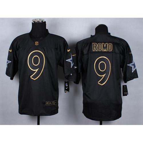 Nike Dallas Cowboys #9 Tony Romo Black Stitched NFL Elite Gold No. Fashion Jersey