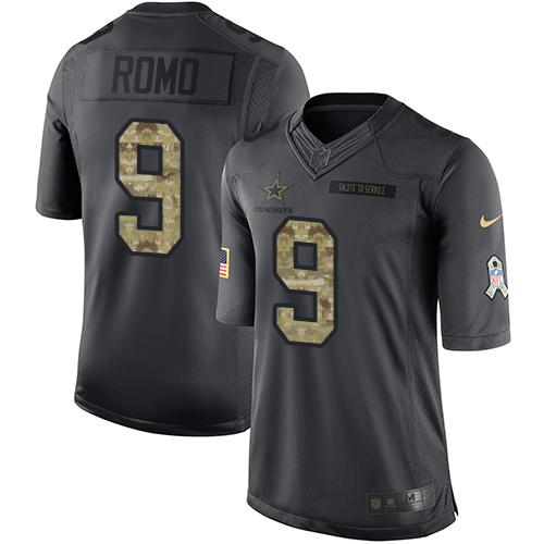 Nike Dallas Cowboys #9 Tony Romo Black Stitched NFL Limited 2016 Salute To Service Jersey