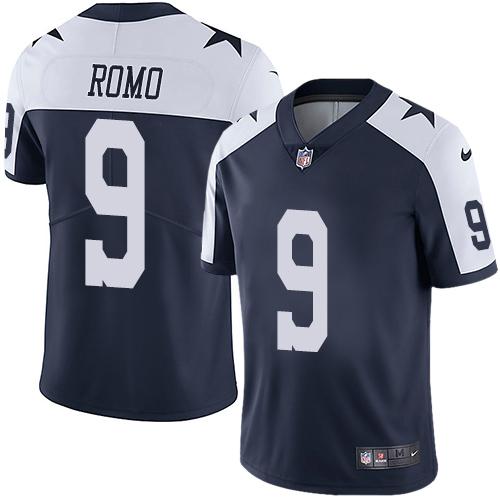 Nike Dallas Cowboys #9 Tony Romo Navy Blue Thanksgiving Stitched NFL Vapor Untouchable Limited Throwback Jersey