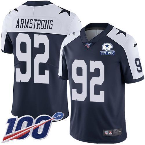 Nike Dallas Cowboys #92 Dorance Armstrong Navy Blue Thanksgiving Stitched With Established In 1960 Patch NFL 100th Season Vapor Untouchable Limited T
