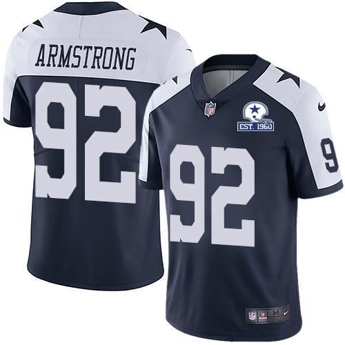 Nike Dallas Cowboys #92 Dorance Armstrong Navy Blue Thanksgiving Stitched With Established In 1960 Patch NFL Vapor Untouchable Limited Throwback Jers