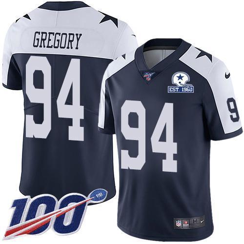 Nike Dallas Cowboys #94 Randy Gregory Navy Blue Thanksgiving Stitched With Established In 1960 Patch NFL 100th Season Vapor Untouchable Limited Throw
