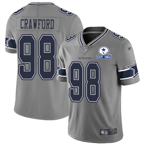 Nike Dallas Cowboys #98 Tyrone Crawford Gray Stitched With Established In 1960 Patch NFL Limited Inverted Legend Jersey