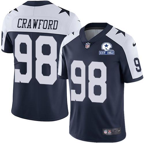 Nike Dallas Cowboys #98 Tyrone Crawford Navy Blue Thanksgiving Stitched With Established In 1960 Patch NFL Vapor Untouchable Limited Throwback Jersey