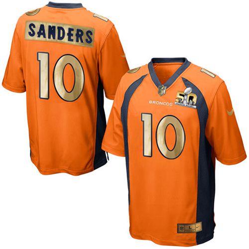 Nike Denver Broncos #10 Emmanuel Sanders Orange Team Color Stitched NFL Game Super Bowl 50 Collection Jersey