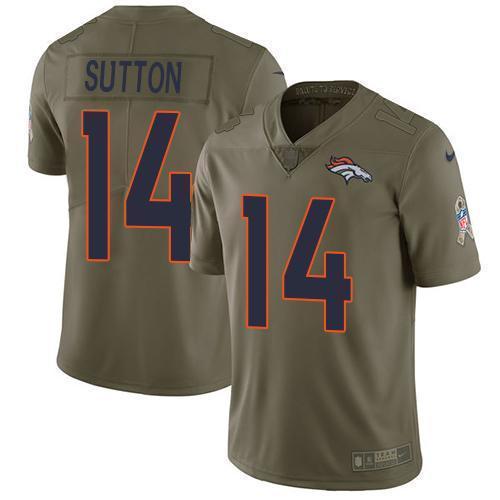 Nike Denver Broncos #14 Courtland Sutton Olive Stitched NFL Limited 2017 Salute To Service Jersey